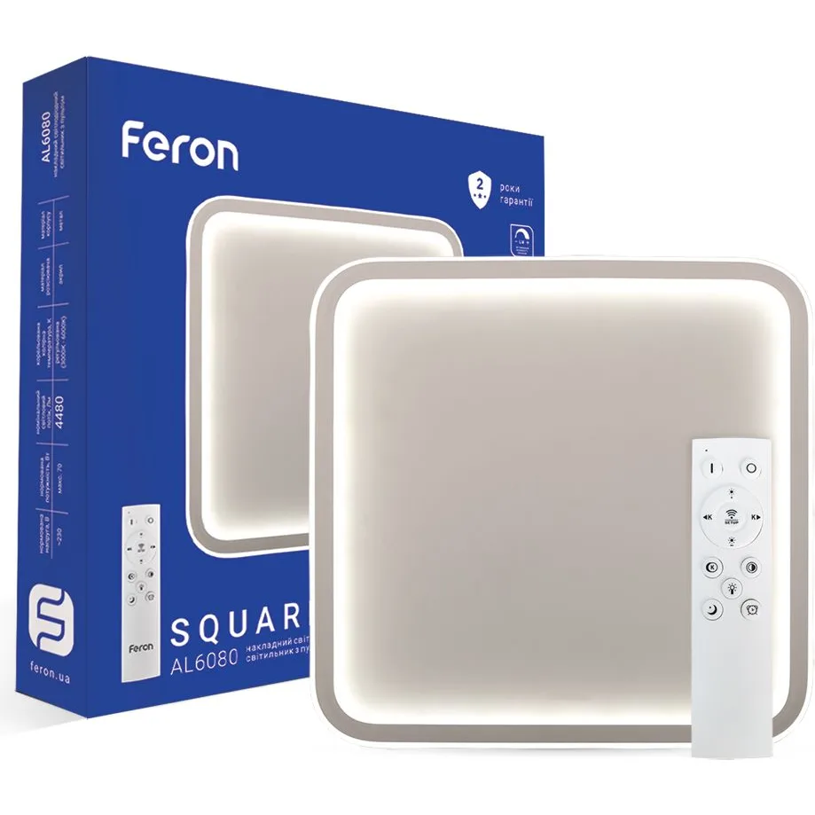 Світильник AL6080ARD 70W 4480Lm 3000K-6500K 400×400×37 мм квадрат Square 40278
