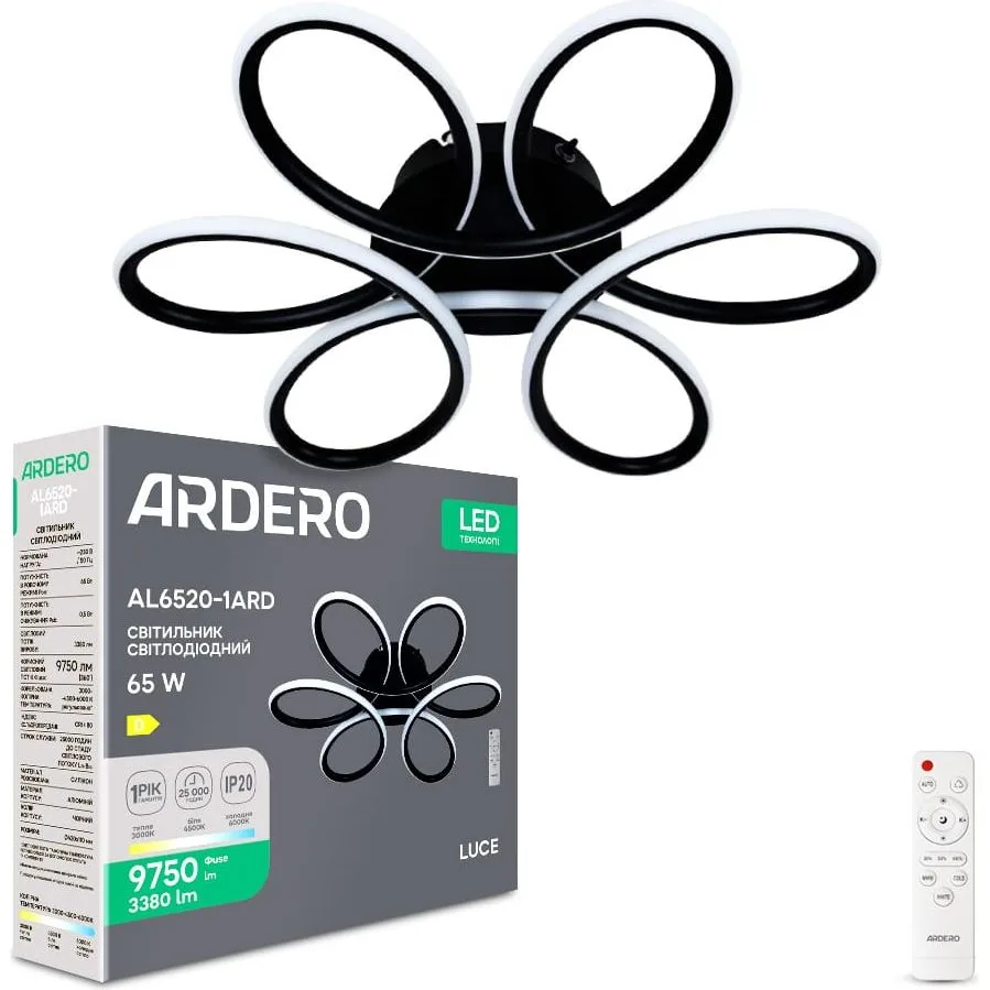 Світильник AL6520-1ARD 65W 3380Lm 3000K-6000K 420×110 мм чорний Luce 80492