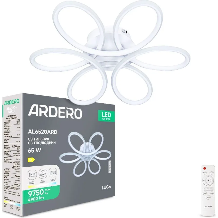 Світильник AL6520ARD 65W 4900Lm 3000K-6000K 420×110 мм білий Luce 80493