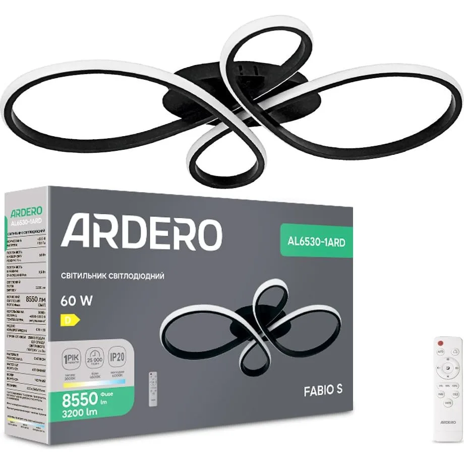 Світильник AL6530-1ARD 60W 3200Lm 3000K-6500K 630×360×100 мм чорний Fabio S 80494