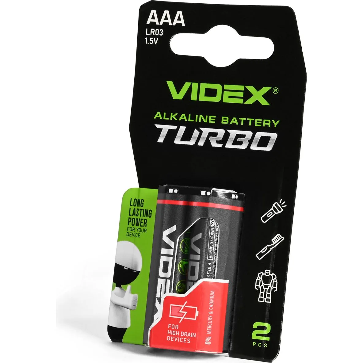 Батарейка VIDEX Alkaline Turbo LR03 (AAA) C2 ціна за 2 шт