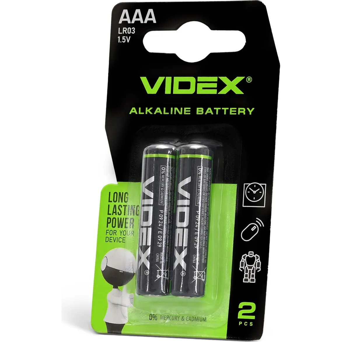 Батарейка Videx лужна LR03/AAA Small Blister, 2 шт