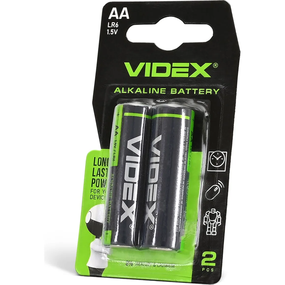 Батарейка Videx лужна LR6/AA Small Blister, 2 шт