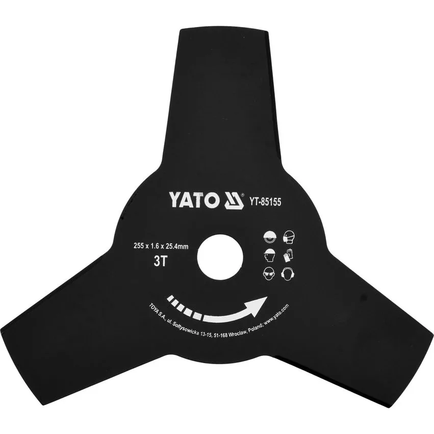 Диски ніж 3-зубний YATO 255×25,4 мм до газонокосарки YT-85001, YT-85003 YT-85155
