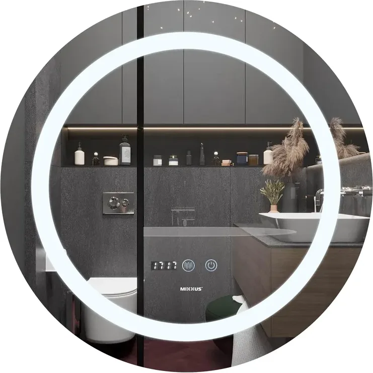 Дзеркало MIXXUS Plain MC02-60 (годинник, LED-підсвічування, антизапотівання)