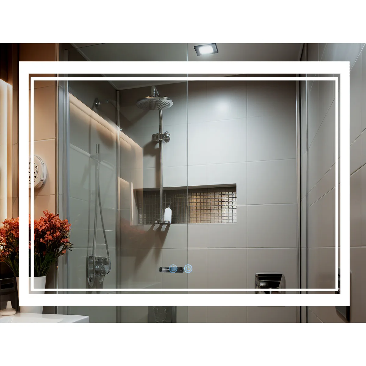Дзеркало настінне Qtap Cardinal 1000×800 мм з LED-підсвіткою Touch, антизапотіванням і димером, QT0478C10080 46203