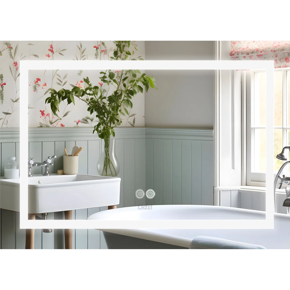 Дзеркало настінне Lidz Mideya (KU1) 800×600 мм з LED-підсвіткою Touch, антизапотіванням і димером, LD78LF9047400 47400