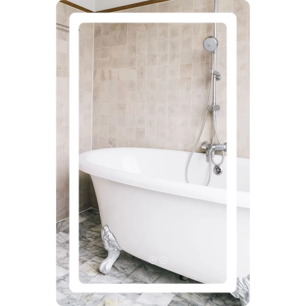 Дзеркало настінне Qtap Mideya (MI8) 500×800 мм з LED-підсвіткою Touch, антизапотіванням і димером, QT2078F911W 30637