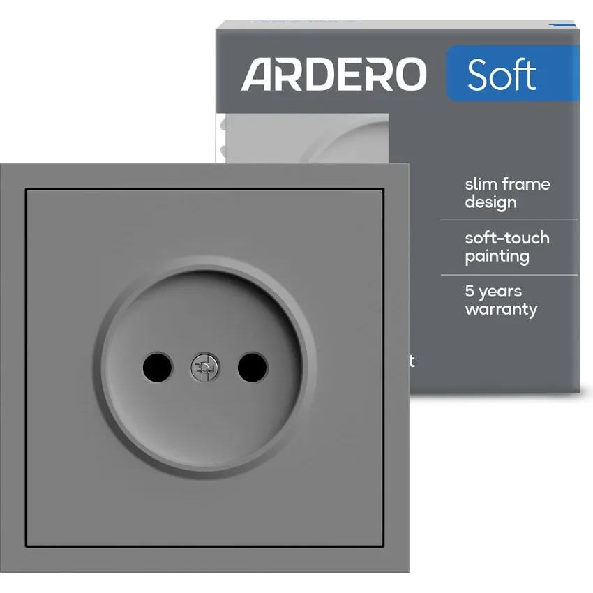 Розетка ARDERO Soft ER111-G без заземлення, механізм сірий, 16 А