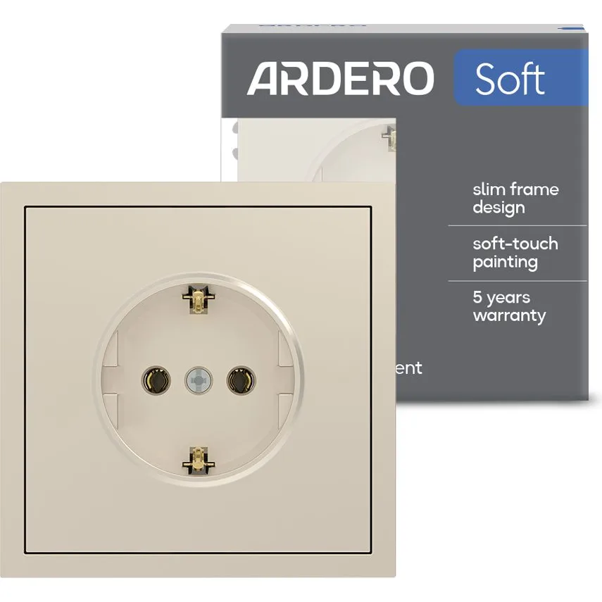 Розетка ARDERO Soft ER121-C із заземленням, механізм шампань, 16 А