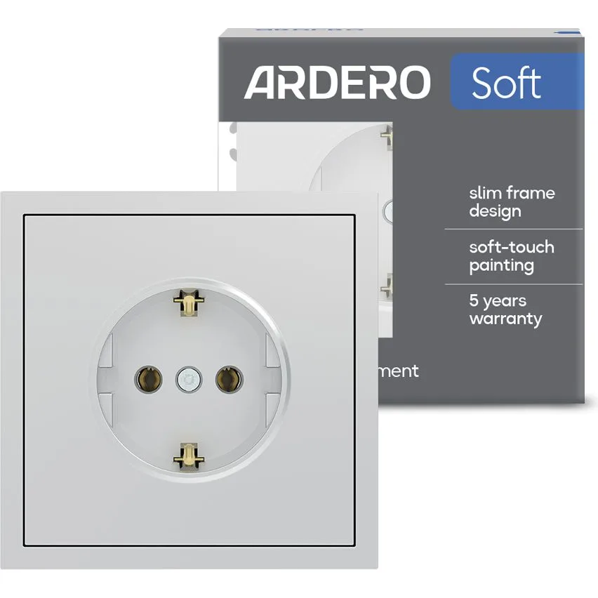 Розетка ARDERO Soft ER121-S із заземленням, механізм срібло, 16 А