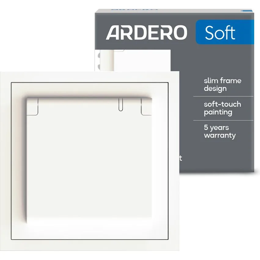 Розетка ARDERO Soft ER131-W із заземленням, з кришкою та шторками, механізм білий, 16 А