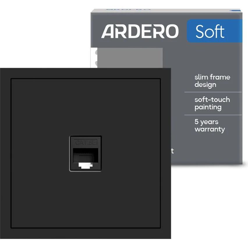 Розетка комп'ютерна ARDERO Soft ER151PC-B, механізм чорний