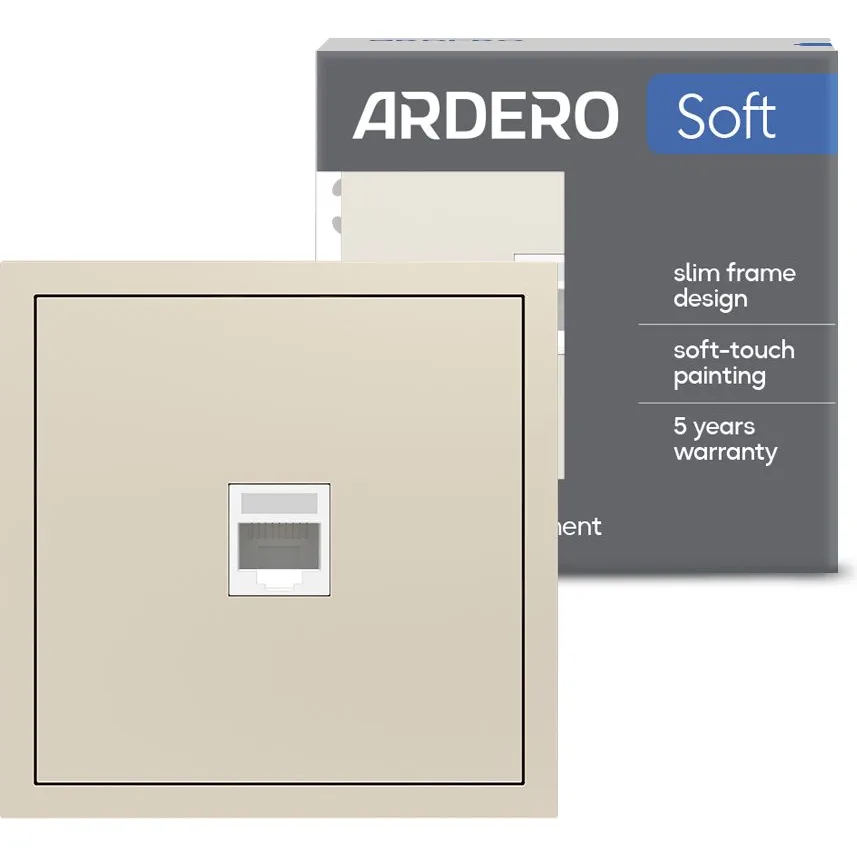 Розетка комп'ютерна ARDERO Soft ER151PC-C, механізм шампань