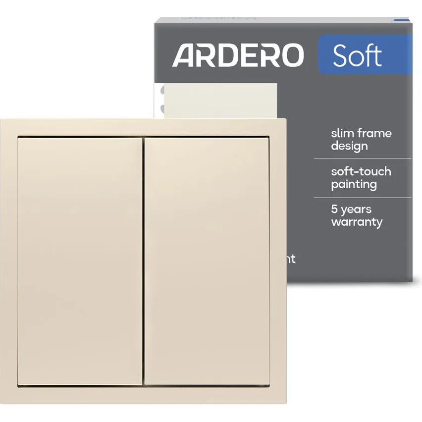 Вимикач 2-клавішний ARDERO Soft EV112V-C, механізм шампань, 10 А