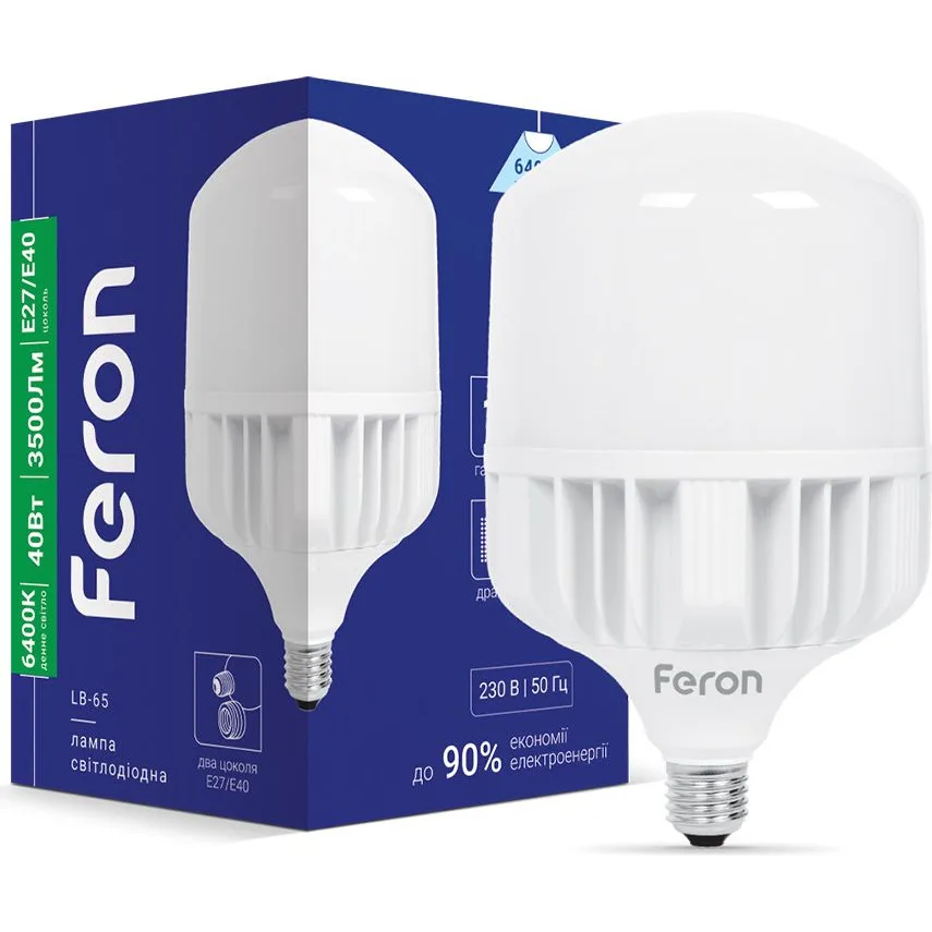 Лампа FERON 230V 40W 3500Lm E27-E40 6400K LB-65
