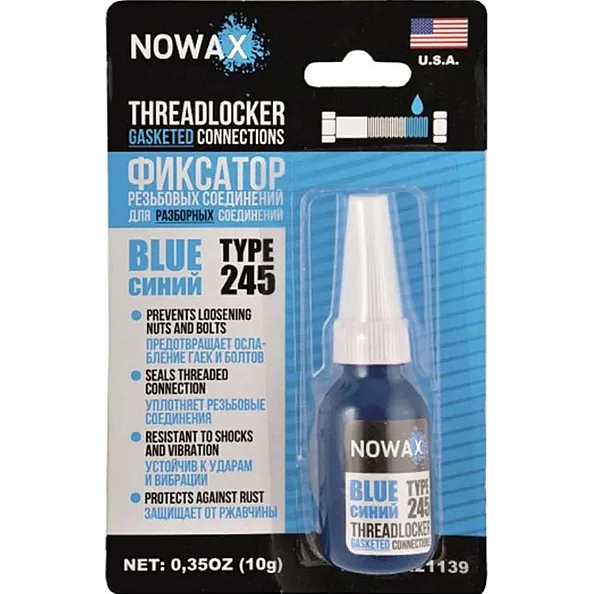 Фіксатор різьби для розбірних з'єднань Nowax NX21129 синій, 10 г