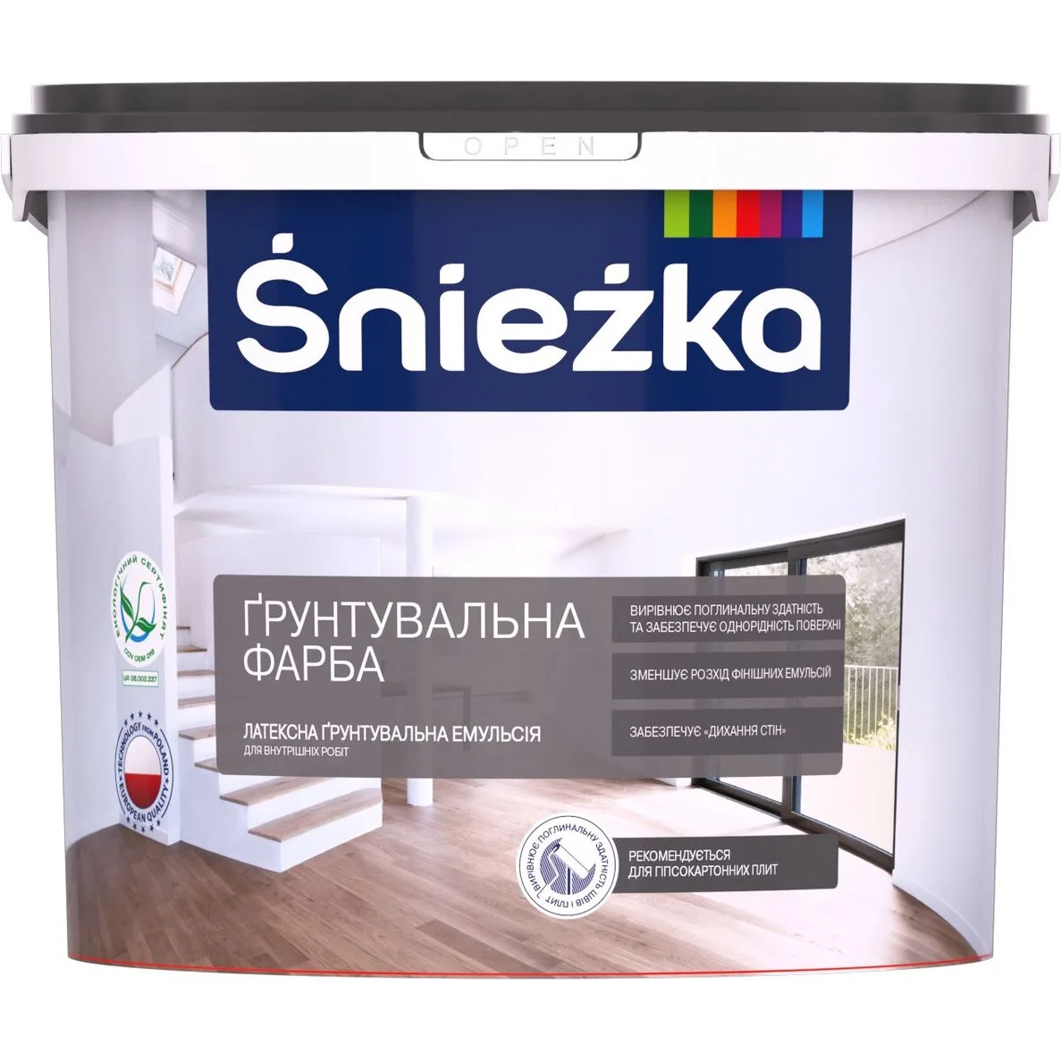Ґрунтувальна фарба латексна Śnieżka біла, 1,4 кг