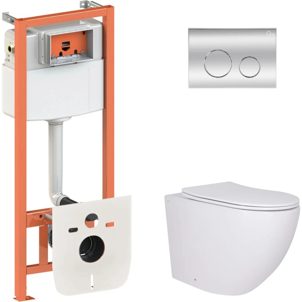Інсталяція Qtap Nest, унітаз Robin Ultra Quiet 520×365×365, сидіння Slim Duroplast, клавіша кругла 32676/46764 32657