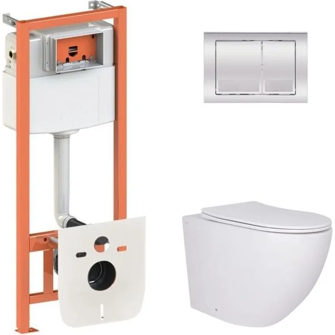 Інсталяція Qtap Nest, унітаз Robin Ultra Quiet 520×365×365, сидіння Slim Duroplast, клавіша прямокутна 32670/46764 32657