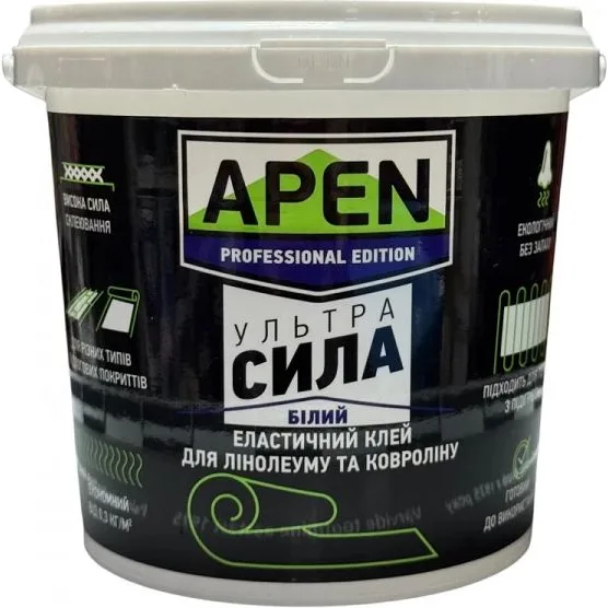 Клей для підлогових покриттів APEN «Ультра сила», акриловий, білий, 1,2 кг