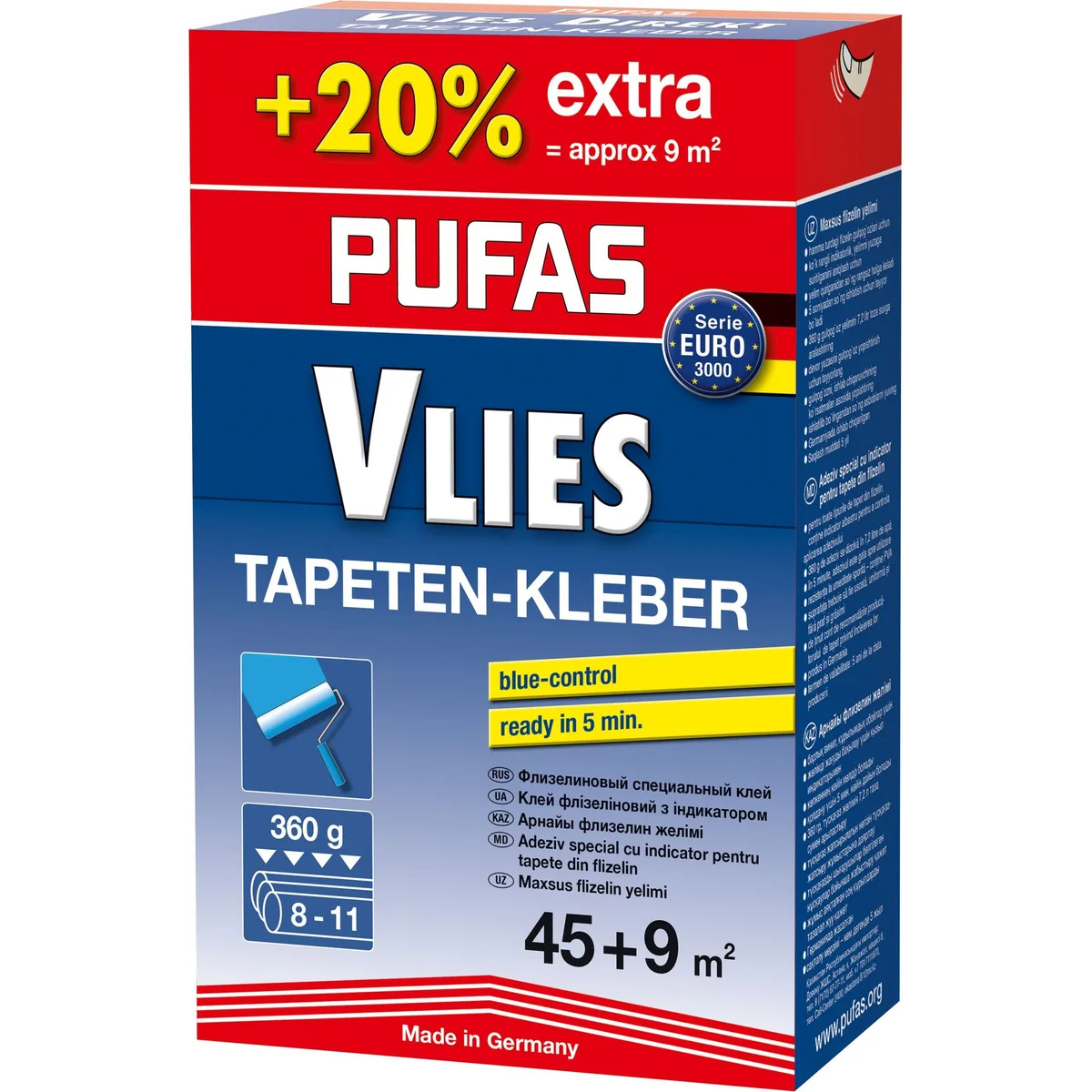 Клей для шпалер флізеліновий спеціальний Vlies, 360 г +20% акція