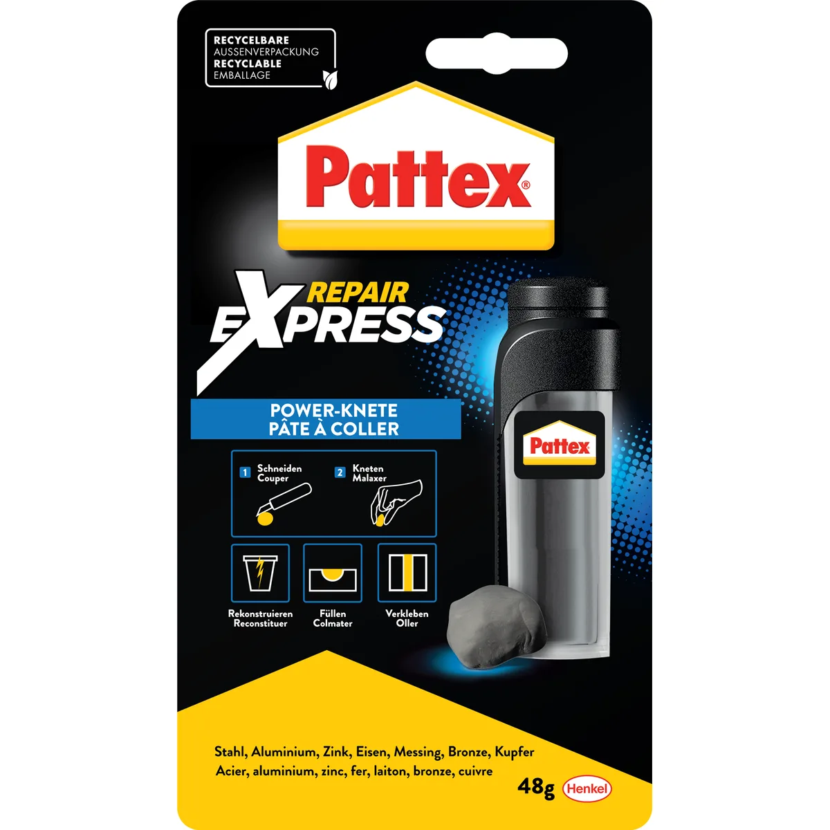 Клей епоксидний Pattex Repair Express, холодне зварювання, 48 г