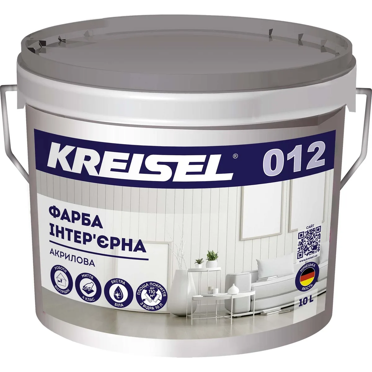 Фарба інтер'єрна акрилова KREISEL 012-А, 10 л