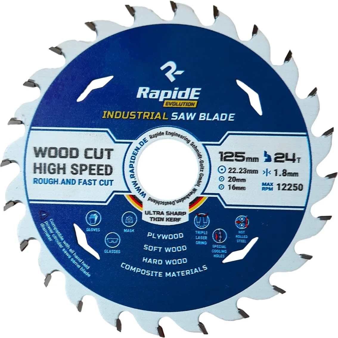Диск по дереву Rapide Industrial, 125 мм, 22,23×24z