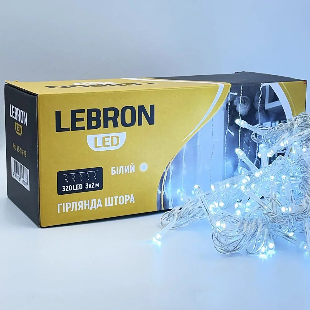 Гірлянда-штора LEBRON 3×2 м, біла, 320 LED