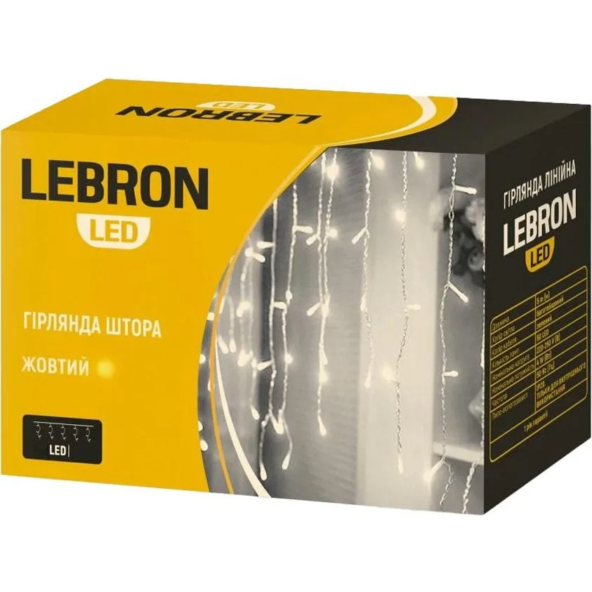 Гірлянда-штора LEBRON 3×2 м, жовта, 320 LED