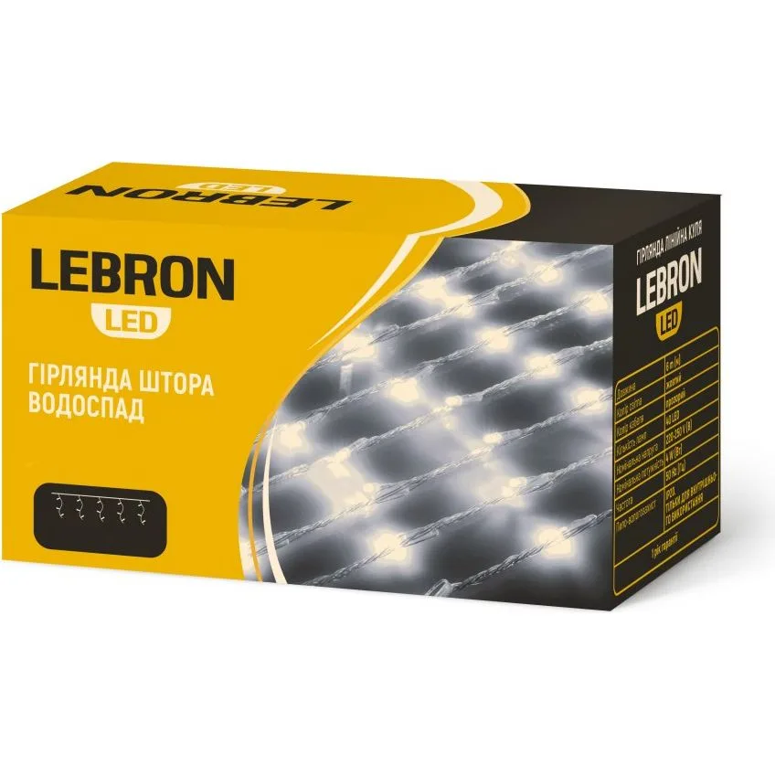 Гірлянда-штора LEBRON «Водоспад» 3×2 м, біла, 240 LED