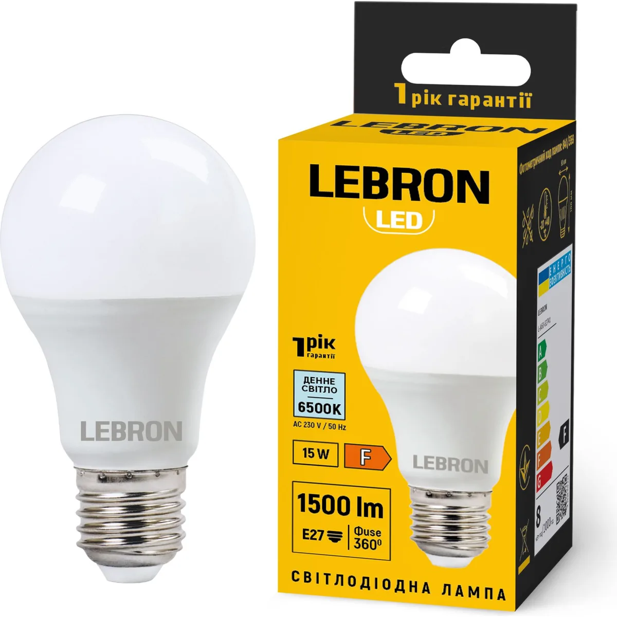 LED лампа LEBRON 15W Е27 6500K 1500Lm 220V