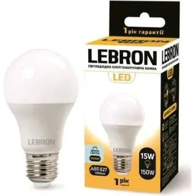 LED лампа LEBRON L-A65 15W Е27 6500K 1350Lm