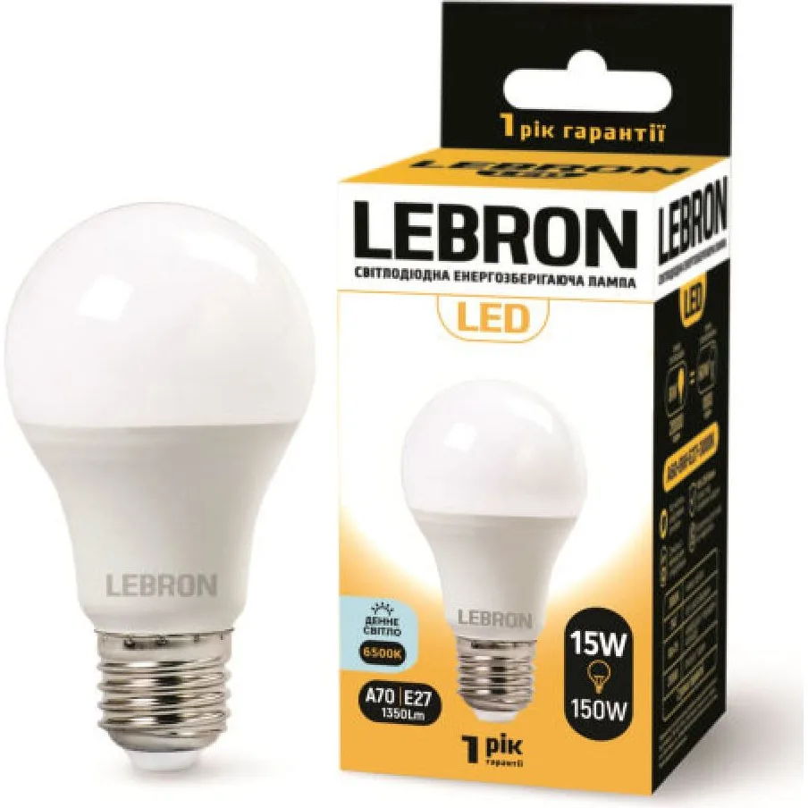LED лампа LEBRON L-A70 15W Е27 6500K 1350Lm