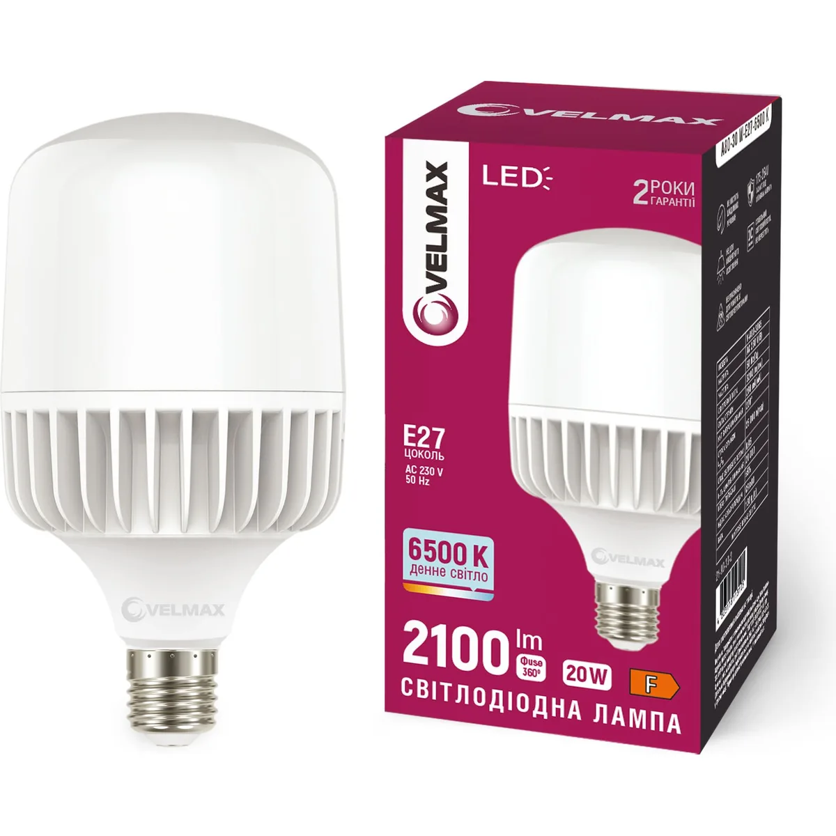 LED лампа VELMAX 20W E27 4100K