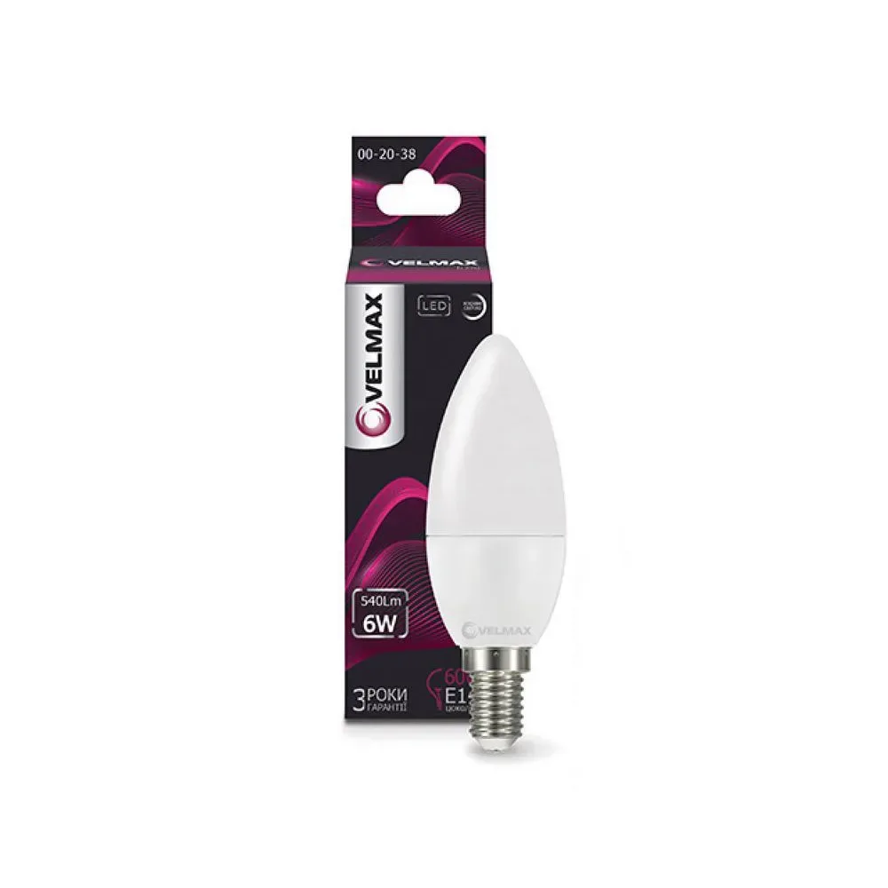 LED лампа VELMAX V-C37 6W 540lm