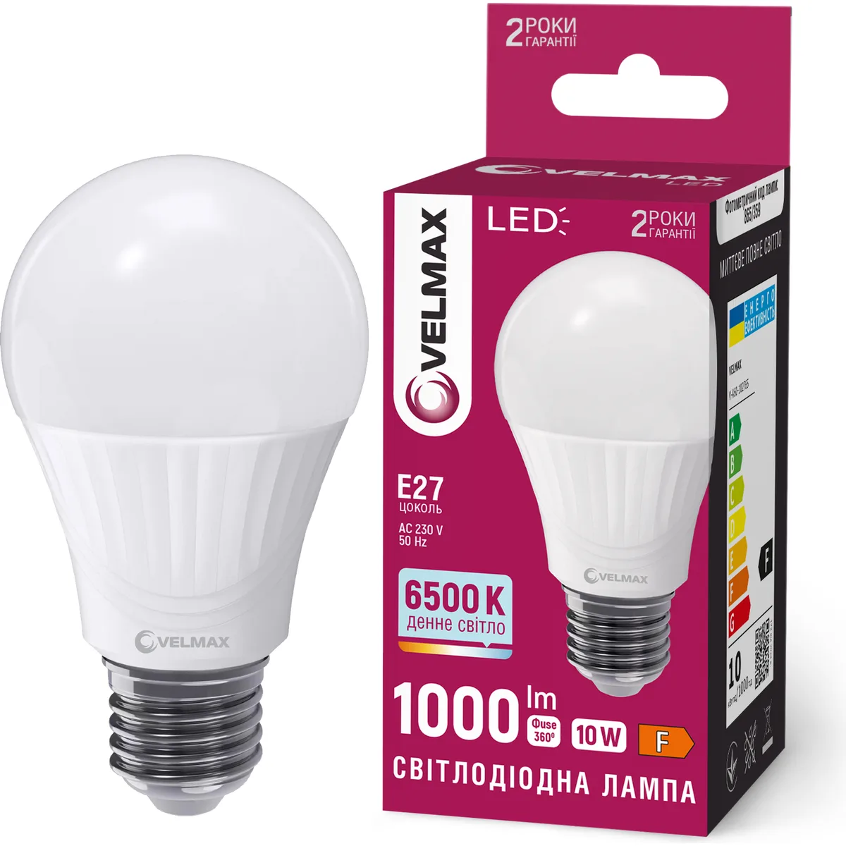 LED лампа VELMAX V-A60 12W Е27 6500K 1200Lm, EMC