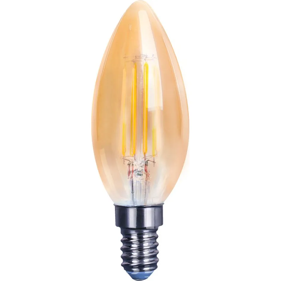 LED лампа філаментна VELMAX V-Filament-Amber-C37 4W E14 2200K 400Lm, янтарна
