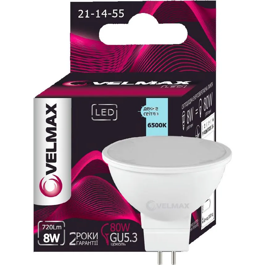 LED лампа VELMAX V-MR16 8W GU5.3 6500K