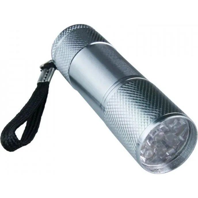 LED ліхтар ручний SP1705, 9 LED, 40Lm, 3×AAA, сірий, металевий корпус 75-15-05