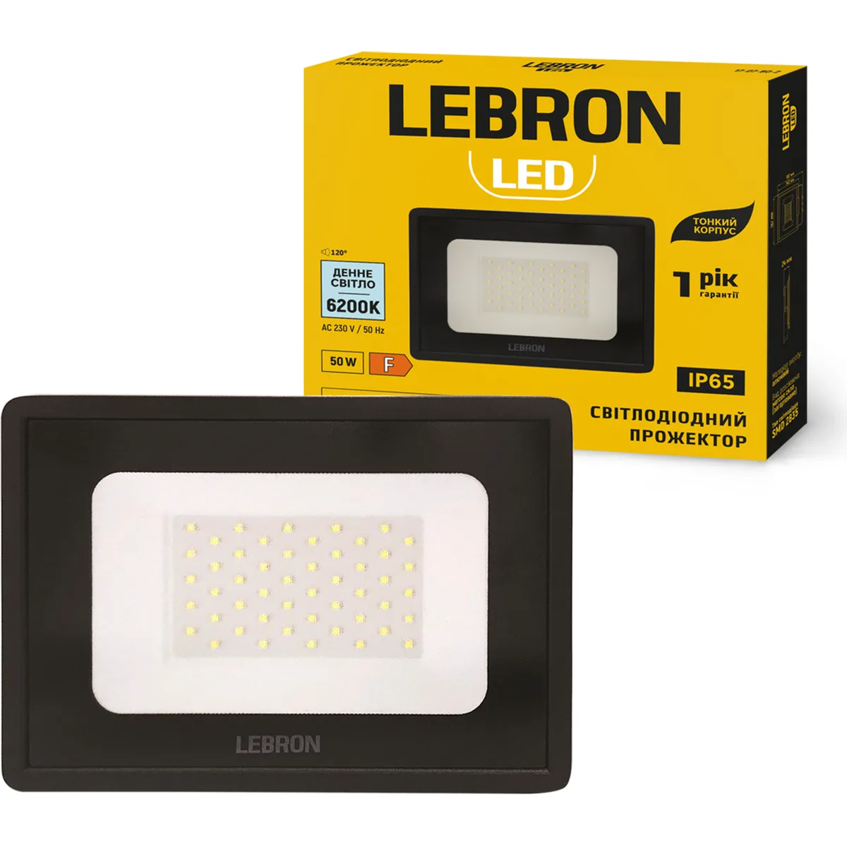 LED прожектор LEBRON LF.50w.6000K,4250Lm,185-240V