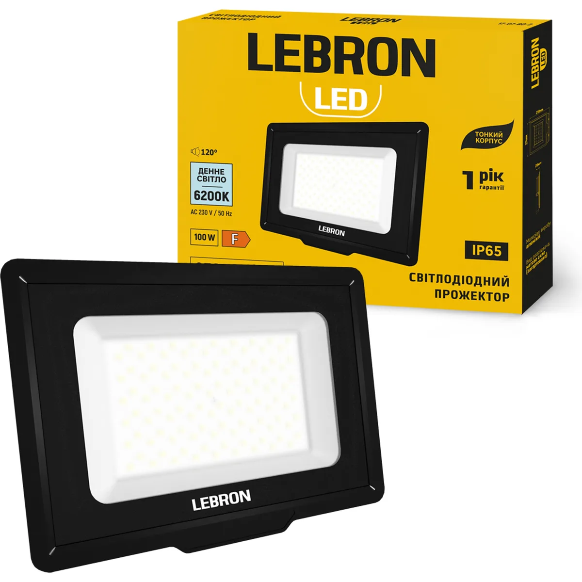 LED прожектор LEBRON L-F 100W, 6000K, 8500Lm, 185-240V