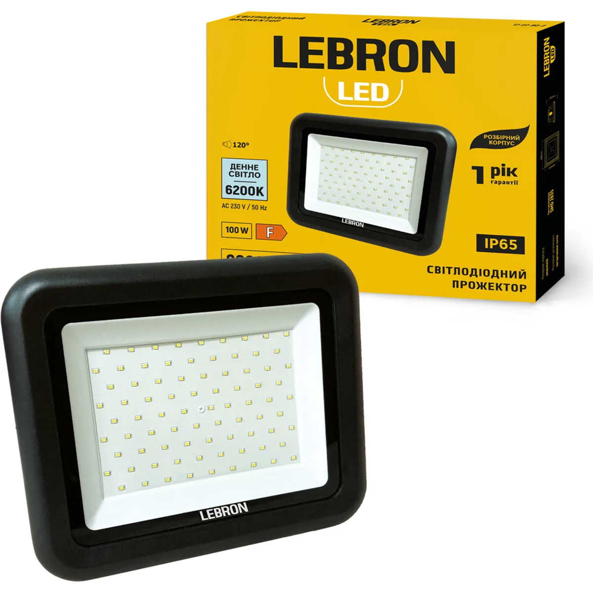 LED прожектор LEBRON L-LF 100W, 6200K, 9000Lm, 230v