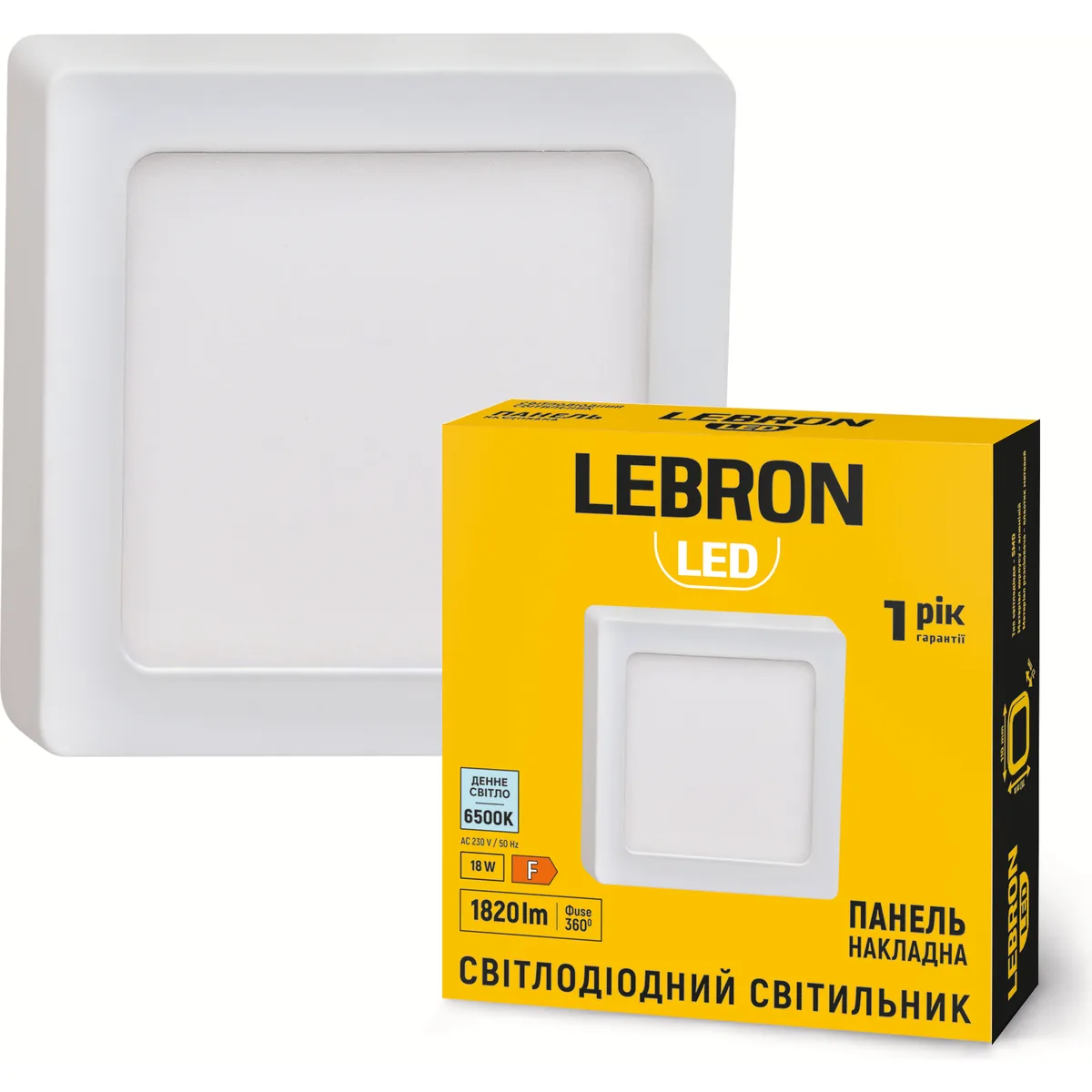 Світильник LED LEBRON накладний квадрат 18W 6500K