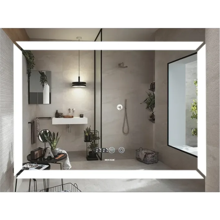 Дзеркало MIXXUS Light MR01-80×60 (годинник, LED-підсвічування, антизапотівання)