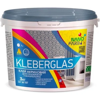 Клей акриловий НаноФарб Kleberglas для склошпалер і склополотна, 3 кг