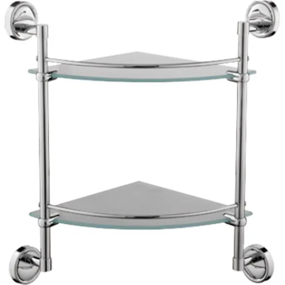 Полиця кутова 2-ярусна LEDEME LM3507-2 (скло) 25×25 см