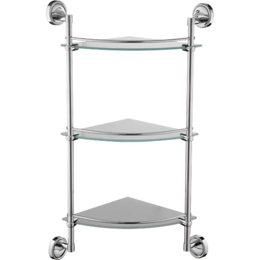 Полиця кутова 3-ярусна LEDEME LM3507-3 (скло) 25×25 см