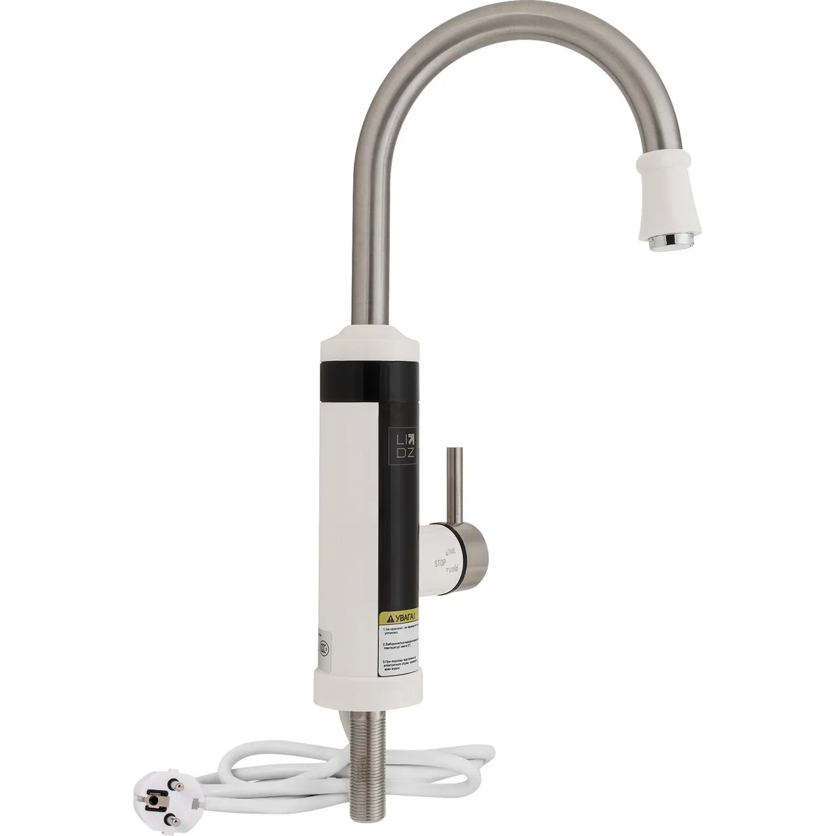 Кран-водонагрівач проточний для кухні Lidz Warm 059 (9500059) White/Nickel